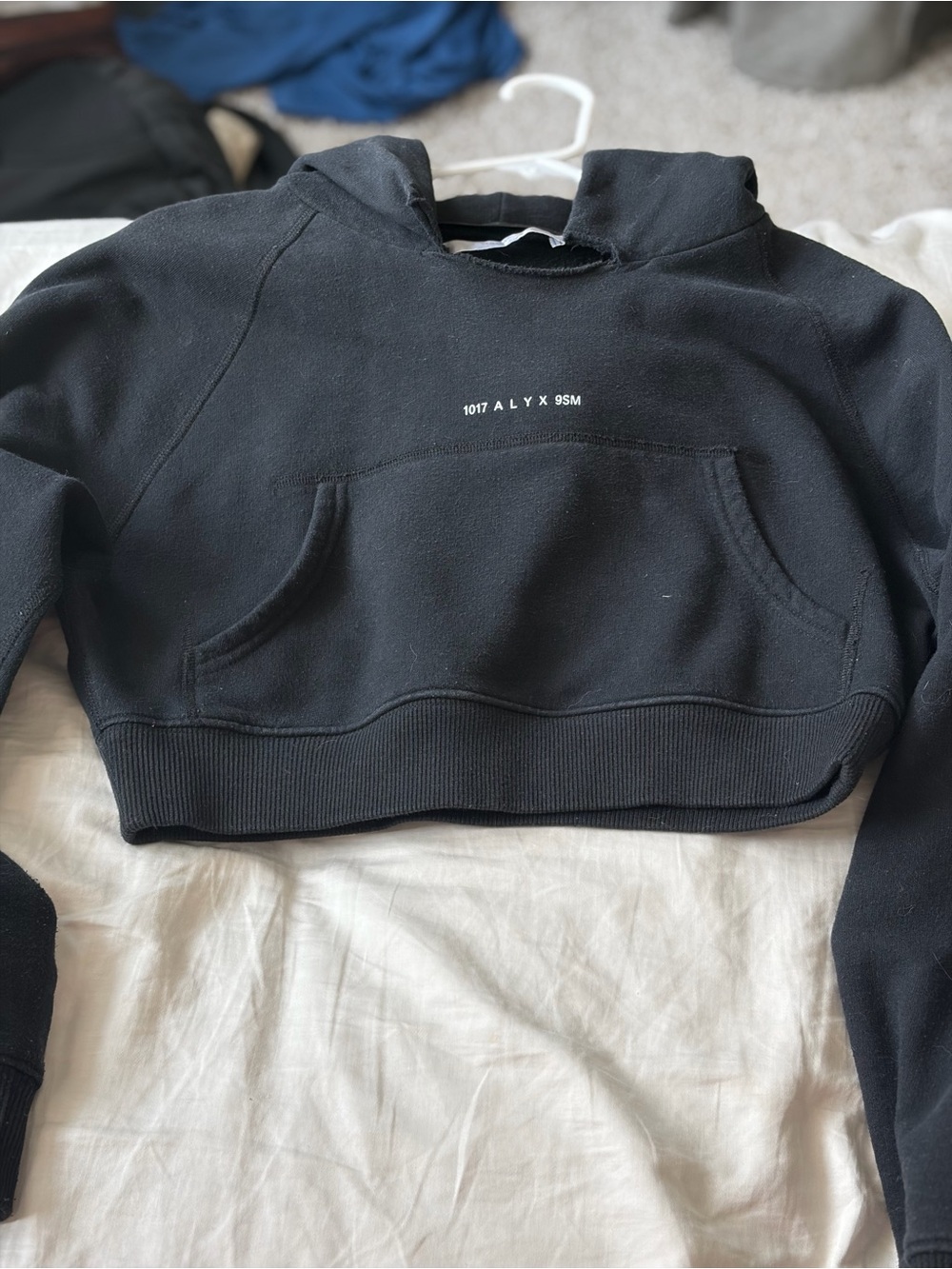 1017 ALYX 9SM Black Cropped Logo Print Hoodie